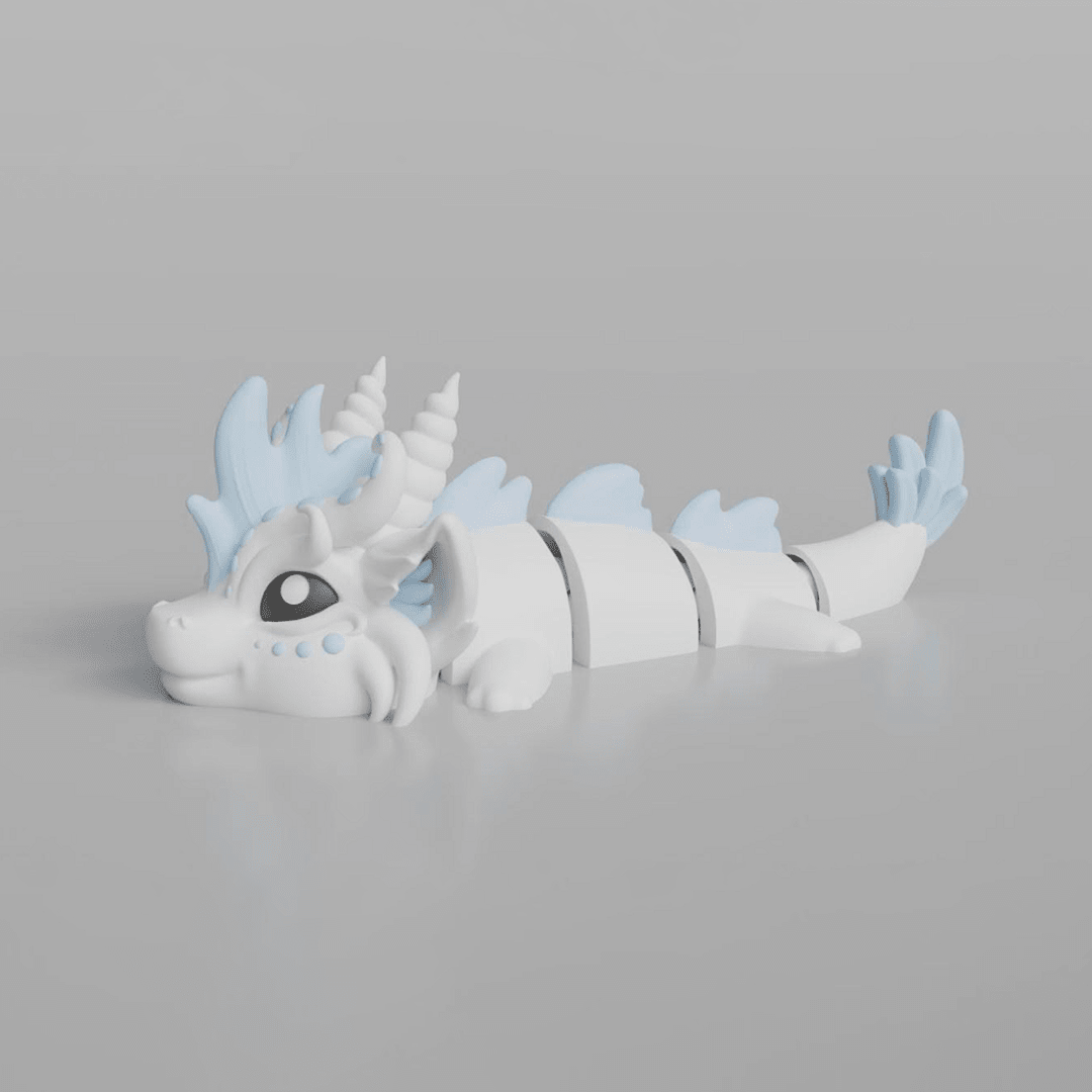 3D-printed Wind Dragon articulated flexi keychain, full body posed standing — 864 ToyLabs

