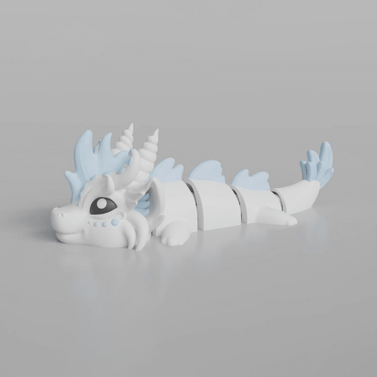 3D-printed Wind Dragon articulated flexi keychain, full body posed standing — 864 ToyLabs

