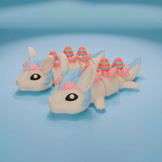3D-printed Easter Dragon articulated flexi figure, full body posed standing — 864 ToyLabs