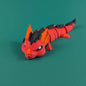 D-printed Magma Dragon articulated flexi in molten orange-red, front view posed standing — 864 ToyLabs