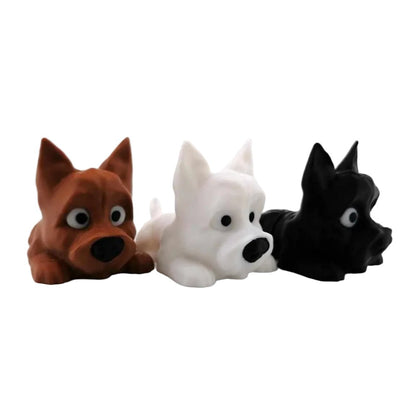 White 3D printed articulated Cairn Terrier figure, full side profile
Cairn Terrier articulated figure, posed showing flexible joints
Brown Cairn Terrier articulated figure, standing view
Cairn Terrier figure front view showing face and ears
Black Cairn Terrier articulated figure, side profile

