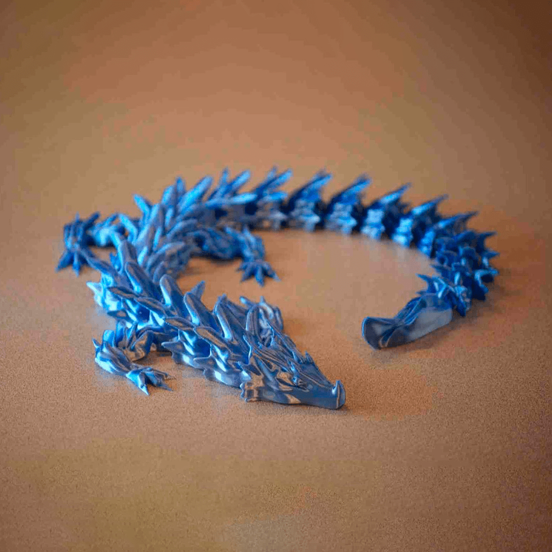 articulated 3D printed Water Dragon figure with aquatic-themed sculpting, full body
Water Dragon figure posed to show its bending body and detailed tail