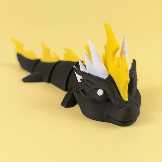 Thunder Dragon flexi, left side profile showing jointed body and tail — 864 ToyLabs