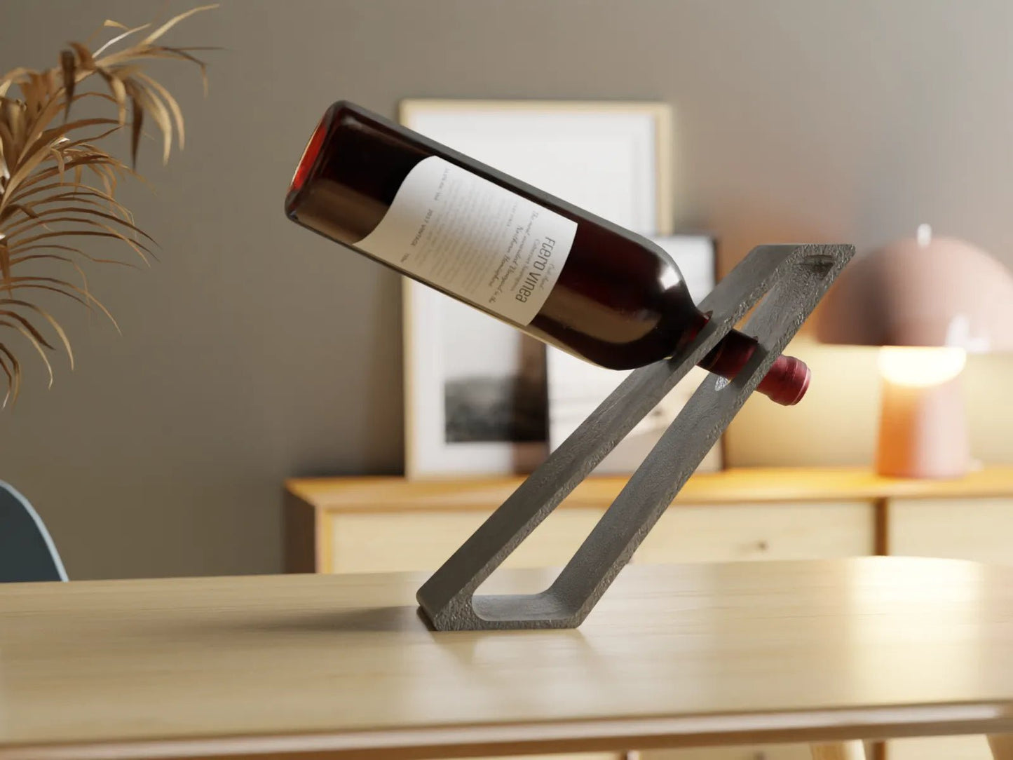 Gravity-Defying Wine Bottle Holder – Marble Stand