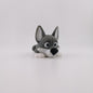 3D printed articulated wolf figure standing, full side profile