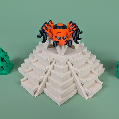 Articulated 3D printed Tarantula with detailed body and poseable legs, top view
Tarantula figure posed to show its bending, jointed legs
